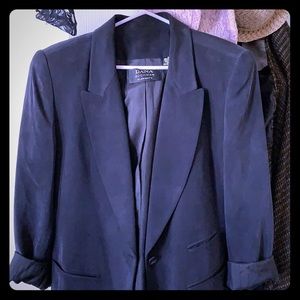 100% silk medium length jacket with shoulder pads